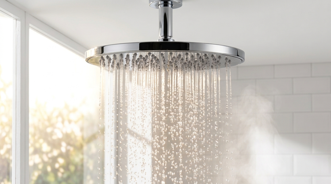 Clean water from a rainfall shower head